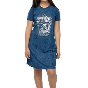 Harry Potter Girl Junior Foil Print Nightgown Shirt Blue Ravenclaw  Size XS